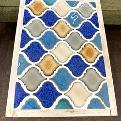 レトロなかわいさが魅力のランタンタイル　サイドテーブル　ブルー系02 3枚目の画像