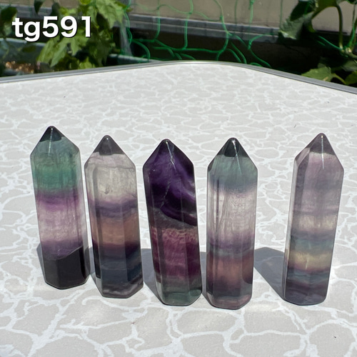 高品質フローライト ポイント 5本セット tg591 天然石 pinky 通販