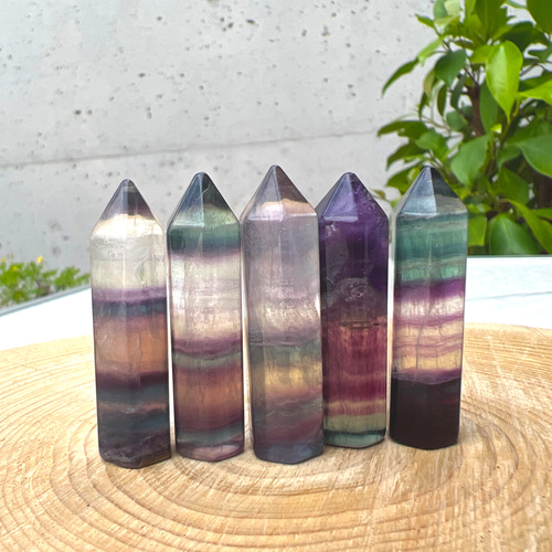 高品質フローライト ポイント 5本セット tg591 天然石 pinky 通販