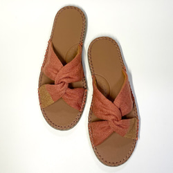 「特價」輕質  Nejiri 涼鞋 (磚色 x 金色) S size_22.0~22.5cm 黃麻風格麻底鞋 第2張的照片