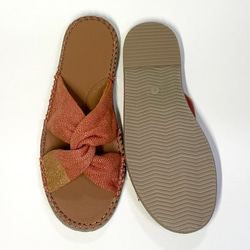「特價」輕質  Nejiri 涼鞋 (磚色 x 金色) S size_22.0~22.5cm 黃麻風格麻底鞋 第4張的照片