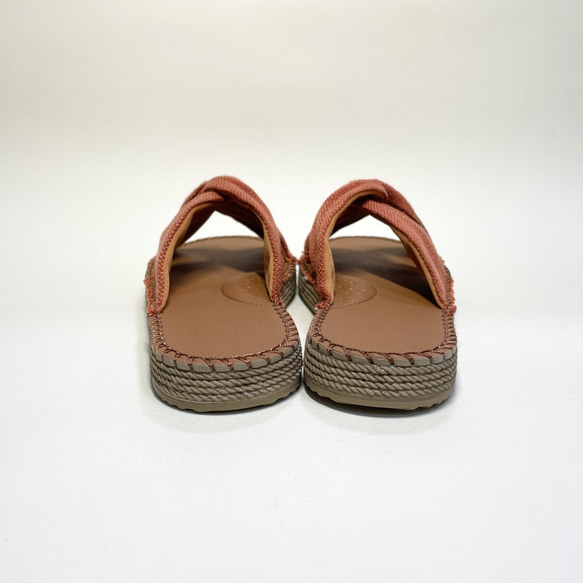 ◆Sサイズ_60%オフSALE◆軽量ネジリサンダル(レンガxゴールド) 22.0〜22.5cmジュート風エスパドリーユ 5枚目の画像