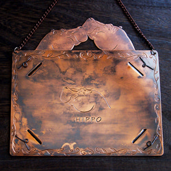 カバの銅製フォトフレーム  L判とポストカードに対応 1枚目の画像