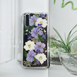 本物のお花 フラワー かすみ草 ヒエンソウ シンプル 押し花 スマホケース 2枚目の画像