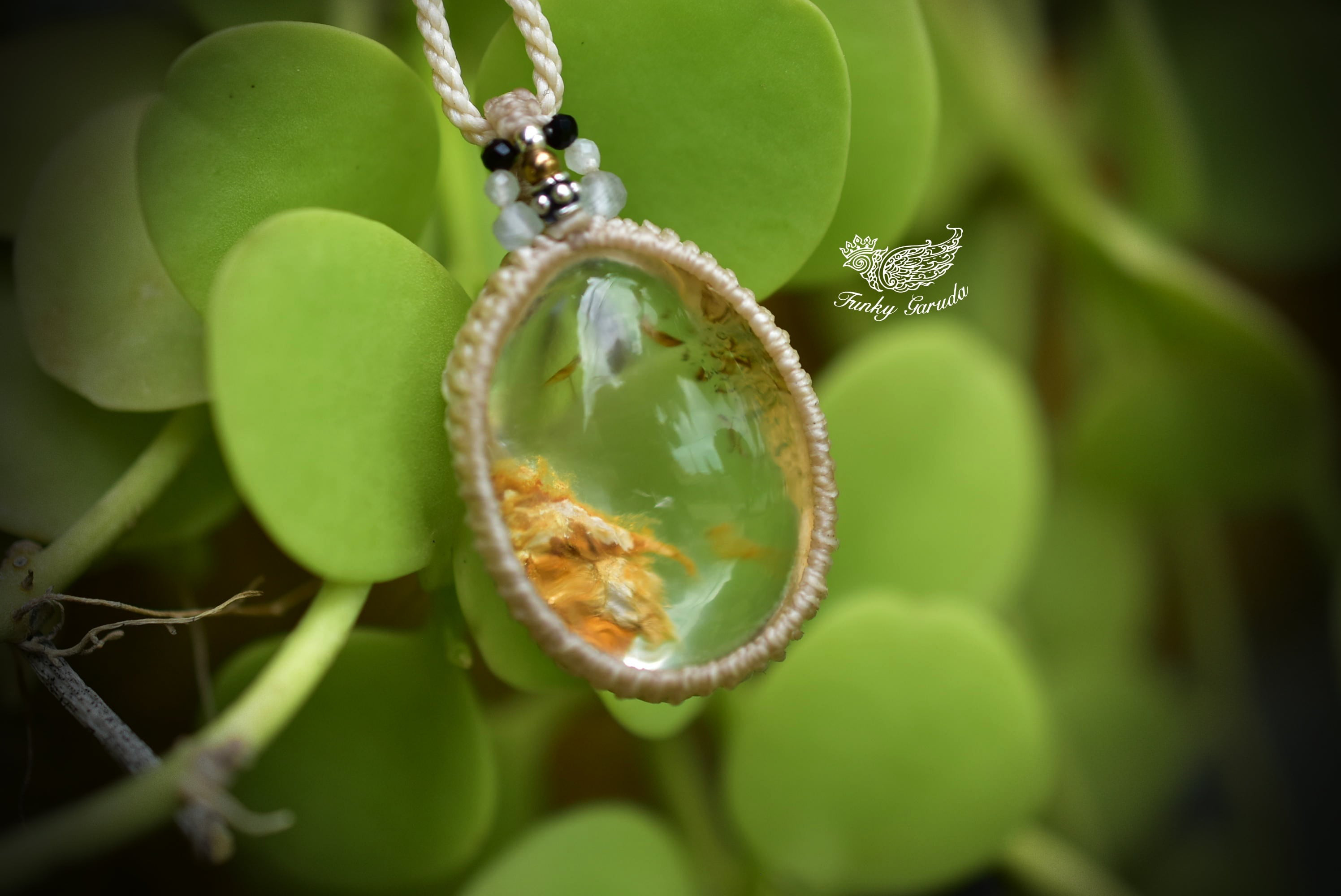 ゆらめく黄金★ガーデンクォーツ マクラメペンダント342