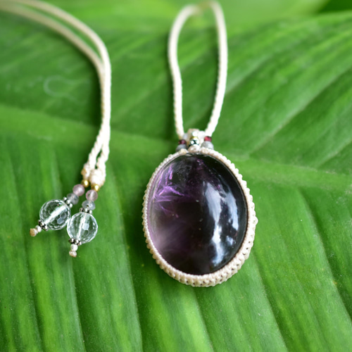 アメジスト　マクラメネックレス ガーデンアメジストのマクラメ編みシンプルネックレス*クロー