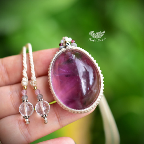 艶やか☆紫水晶☆アメジスト マクラメペンダント340 ネックレス  