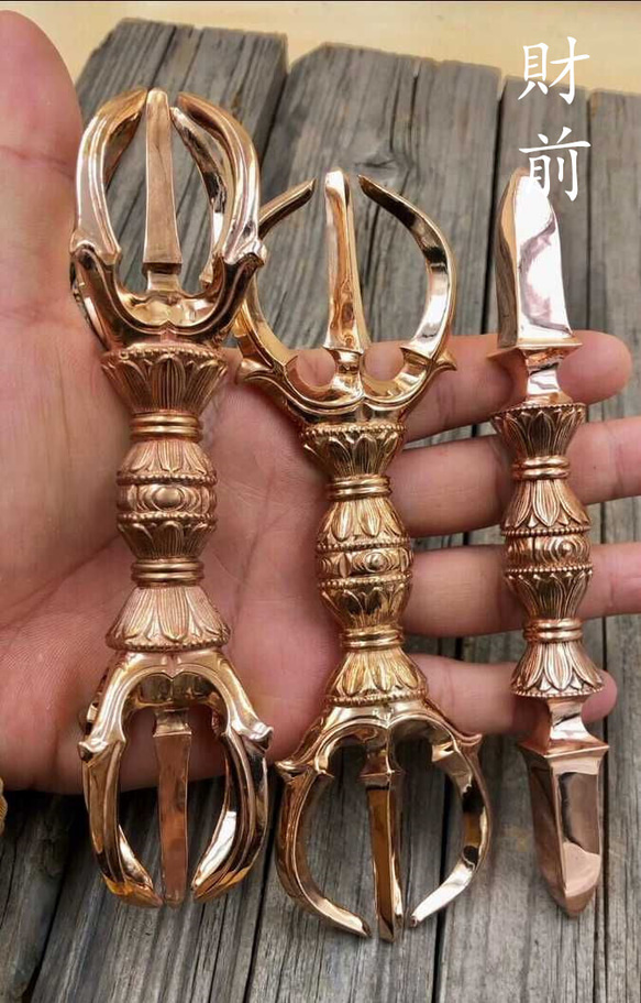 女の子向けプレゼント集結 三鈷杵 独鈷杵 セット 真言宗 チベット法器 五鈷杵 真鍮 金剛杵 工芸品