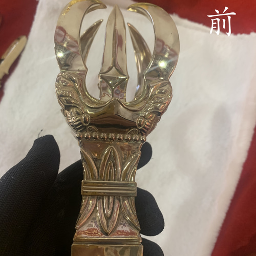 密教法器 ウザシャモ五鈷金剛杵 仏教法具 真鍮製 vajra 30.5CM その他 