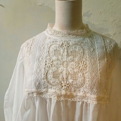 22SS-BR6 OW イギリスクルーニーレースパッチワークコットンシフォン