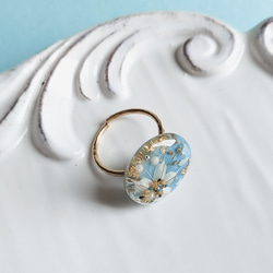 ターコイズブルー お花リング・指輪 2枚目の画像