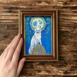 月とオオカミの絵画　満月　/インテリアアート　月の絵　星　狼　おしゃれ 11枚目の画像