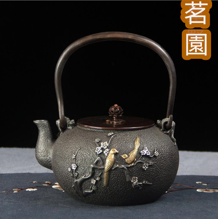手彫り 鉄びん 提梁壺鉄瓶対応鉄やかん 1LU 鉄分補給