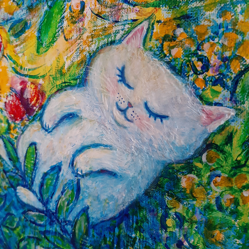けい様用　自作絵画　青い車でどこへ行こう　猫とうさぎの絵　夜空のラベンダー畑の猫 京東都 Tokyo Skytree on X: 