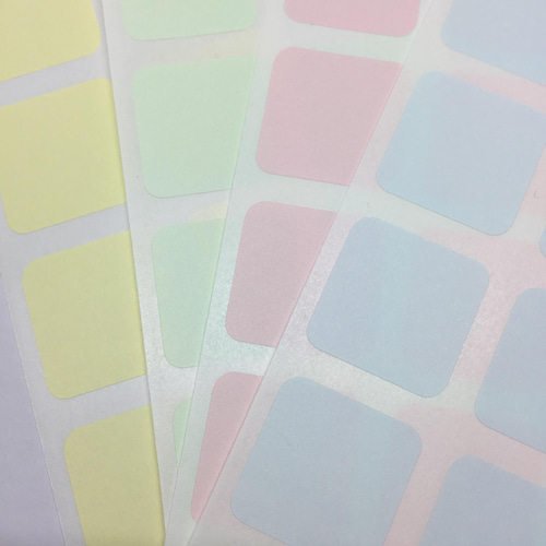 カラーラベルシール》正方形(角丸)2.5cm2シート(20枚）4色から