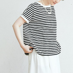 NARU ボーダーTシャツ“minami” 619141【カラー:エクリュ×グレー】 3枚目の画像