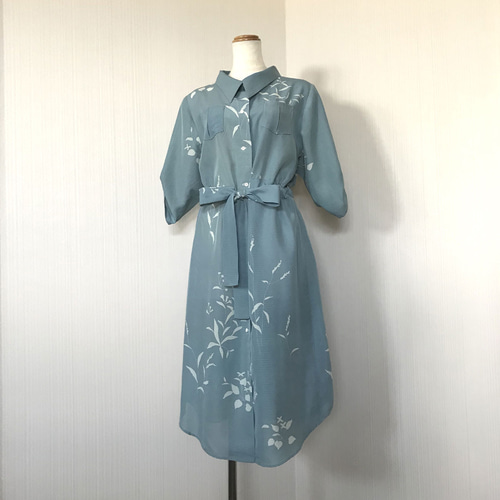 シャツ ワンピース / ロング カーディガン 【 着物リメイク 】 半袖 