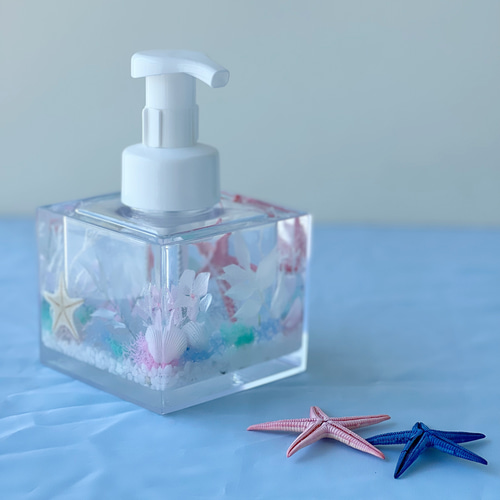 完成品】ハーバリウムクリスタルディスペンサー（泡ハンドソープ