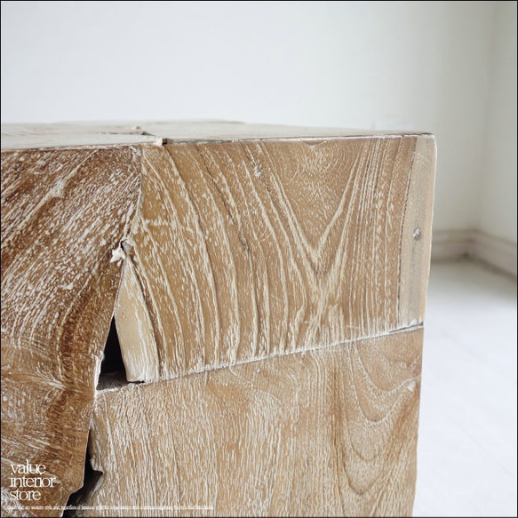 無垢 チークブロックスツールNW23 椅子 イス ベンチ チェア ナチュラル 手作り家具 チェア 銘木 無垢材家具 3枚目の画像