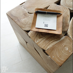 無垢 チークブロックスツールNW23 椅子 イス ベンチ チェア ナチュラル 手作り家具 チェア 銘木 無垢材家具 5枚目の画像
