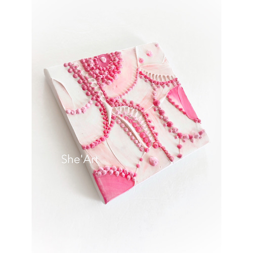 原画S・lace・ピンク / キャンバスアート インテリア 北欧