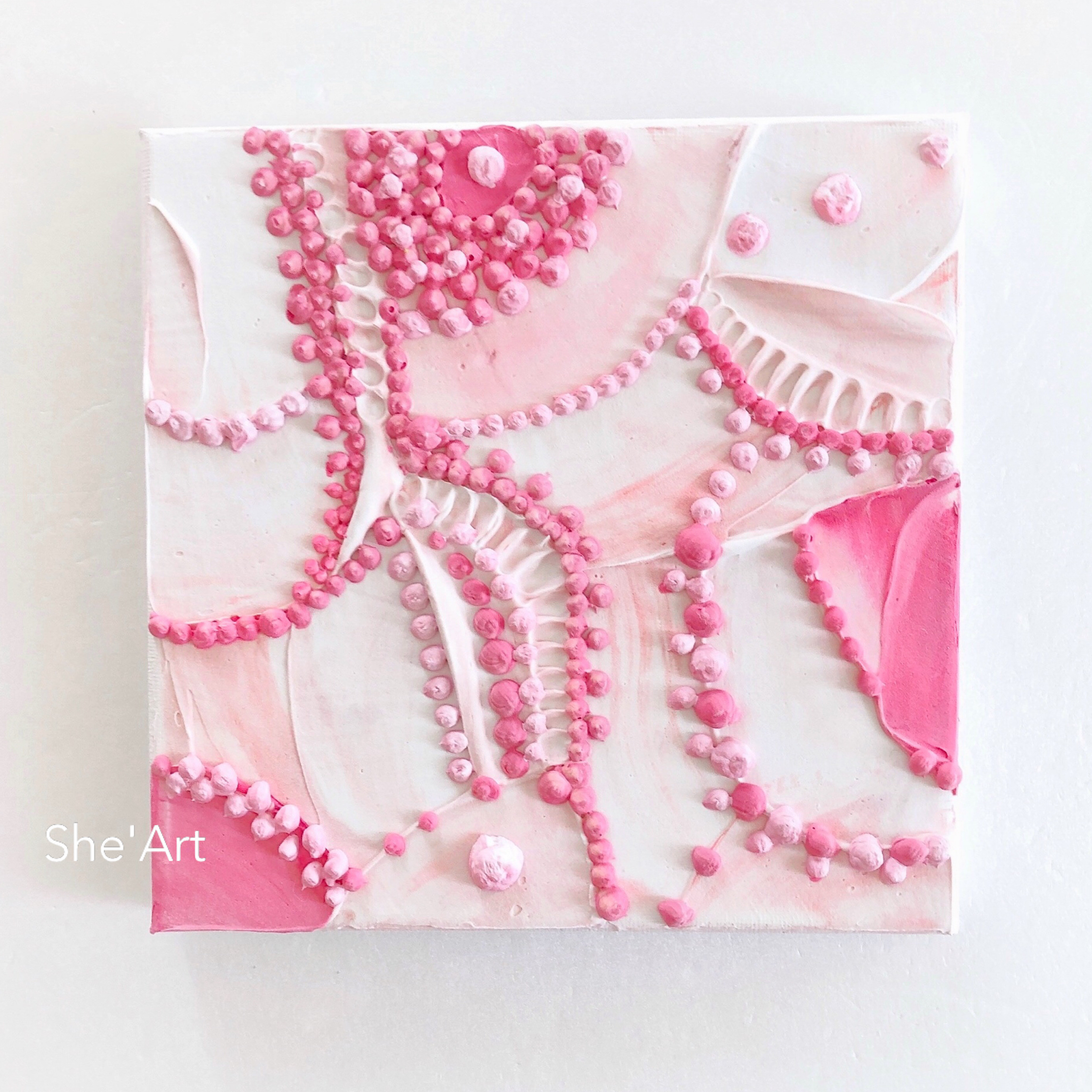 絵画　油絵　原画　抽象画　北欧　ピンク　アート　インテリア　F4