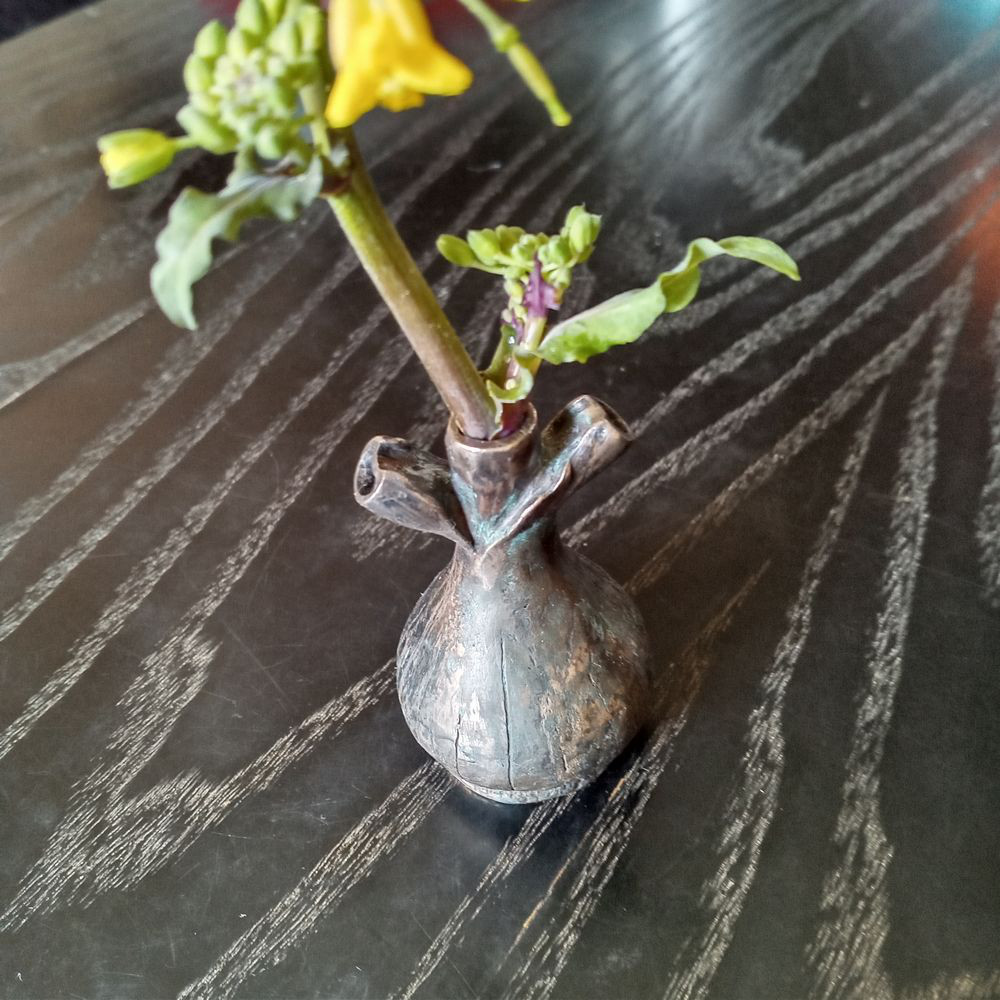 花瓶 一輪挿し　錫製　中古　アンティーク 花瓶 一輪挿し錫製中古アンティーク