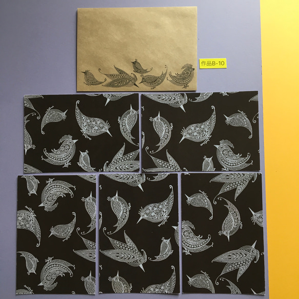 キリンと小鳥と車のモチーフをレースデザインで表現したポストカードシリーズです。 6枚目の画像