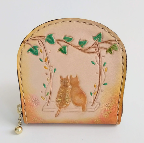 受注制作　愛猫の毛並み描きます　セミオーダー　ブランコ猫　コインケース　革製品 　ねこ　小銭入れ　財布　猫柄　革 5枚目の画像