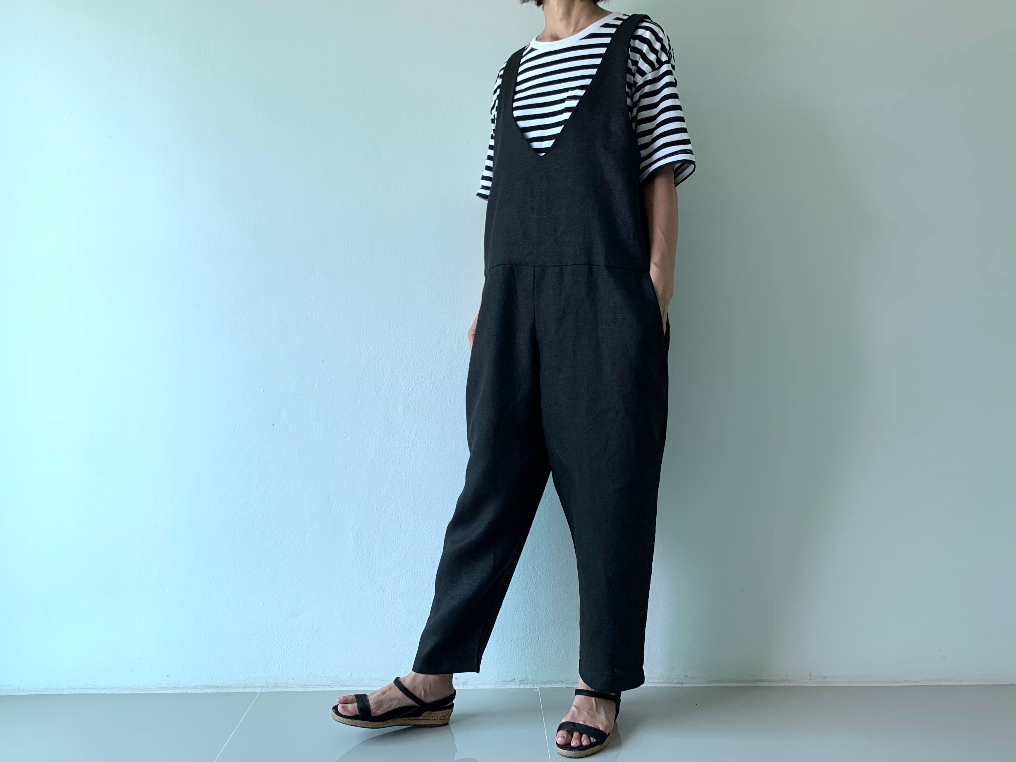 r_sato　リネンサロペット 再販売【tomomiさんコラボ】リネンデニムサロペット