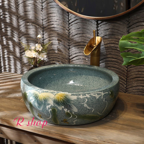 洗面ボール 陶器 手水鉢 手洗器 手洗い鉢 洗面器 蛇口