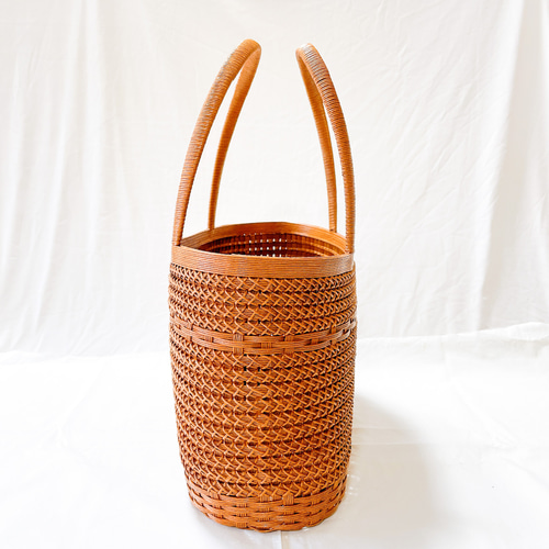 かごバッグ(八の字かがりの地模様/クラフトバンド) かごバッグ