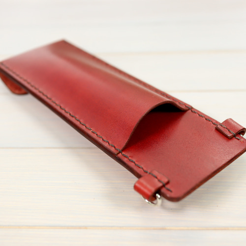 手染めアンティーク調ダークブラウンの軽量スリムシザーケース 手染めアンティーク調ダークブラウンの軽量スリムシザーケース シザー