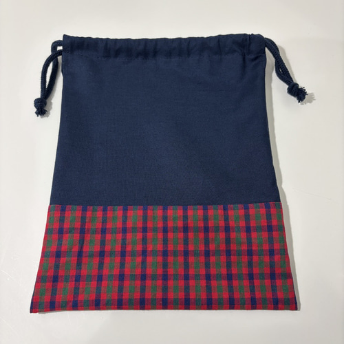 巾着袋 片紐 両紐 カラー 選べる 巾着袋 赤チェック 緑チェック