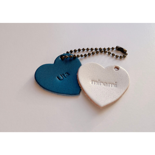 栃木レザー＊打刻印 ハートキーホルダー 革 席札 プチギフト 名入れ