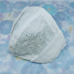 立体縫製の上下ダブルワイヤー、１枚仕立てのコットンレースマスクカバーFL 3枚目の画像