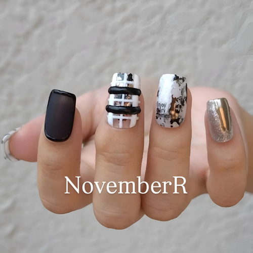 m テープ付きネイルチップ HIVOGUE] ネイルチップ 短め 手用 硬化タイプ 24PCS 付け爪