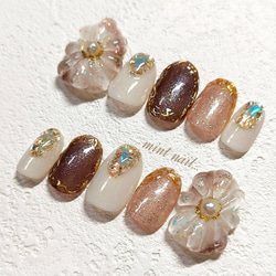 ネイルチップ 韓国 韓国ネイル ピンク ガーリー 成人式 前撮り 結婚式