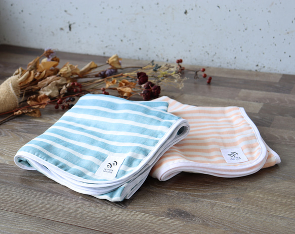 手仕事から生まれたfeather cotton®のガーゼブランケット / weekday02 blue 1枚目の画像