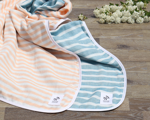手仕事から生まれたfeather cotton®のガーゼブランケット / weekday02 blue 7枚目の画像