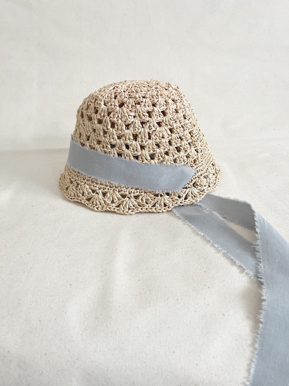ハンドメイド　麦わら　バケハハット　② ハンドメイド麦わらバケハハット②