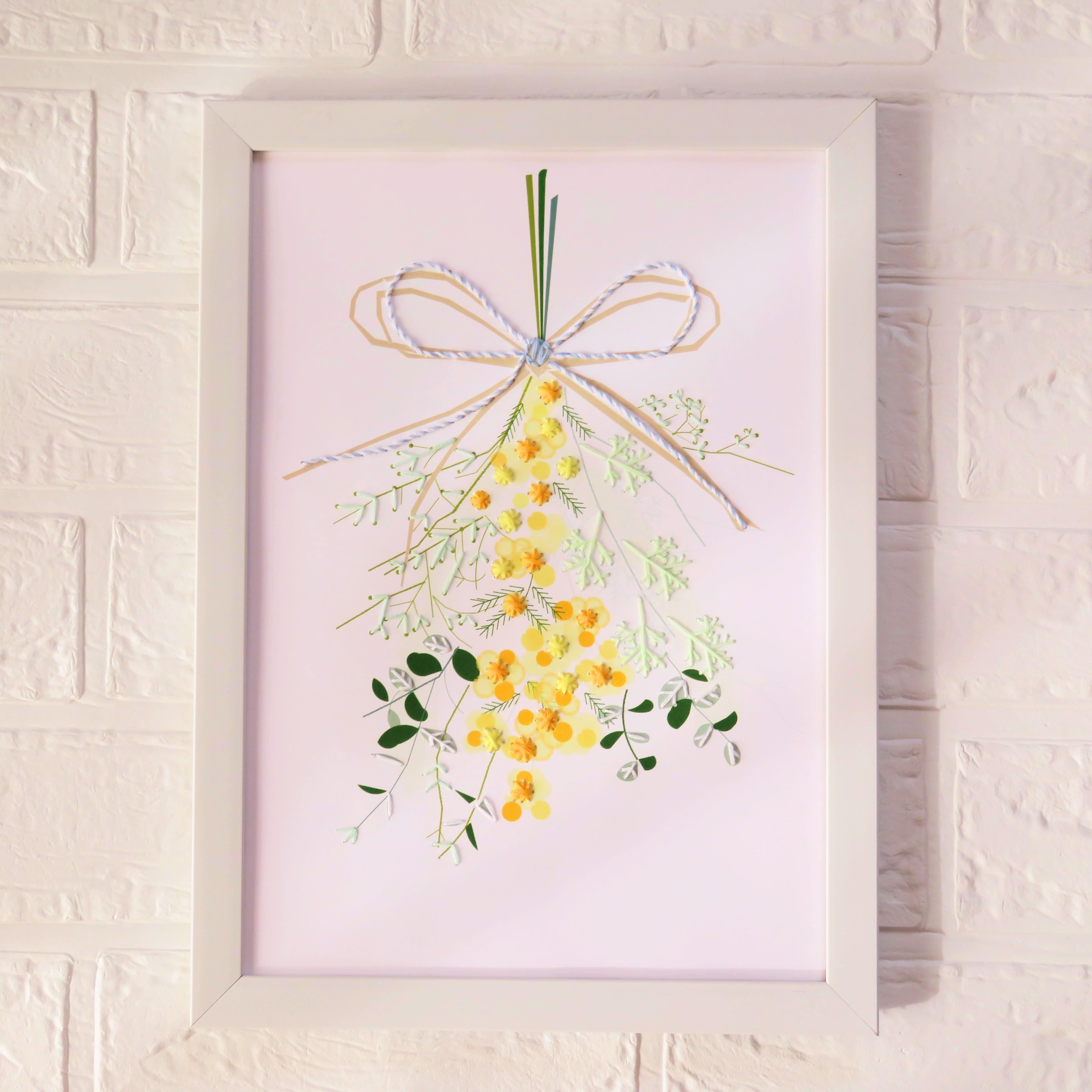 刺繍　美術品　絵画　インテリア　ア-ト 花　静物画　織り込み　見栄え