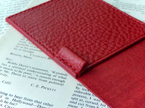 イタリア革のメモ帳カバー／A7サイズ／赤 4枚目の画像
