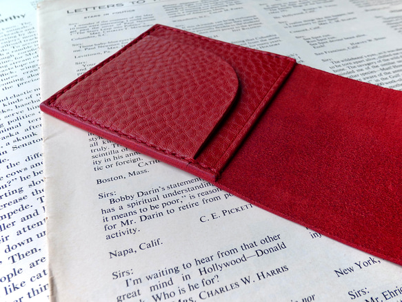イタリア革のメモ帳カバー／A7サイズ／赤 5枚目の画像