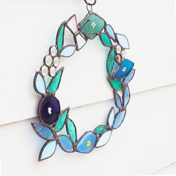 初夏にピッタリ☆ステンドグラスのお花のリース 2枚目の画像