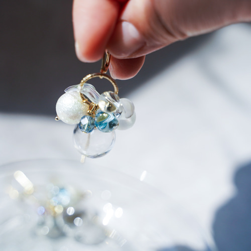 【559】シャボン玉のピアス／イヤリング／ガラスドーム シャボン玉*ガラスドーム】ピアス＿春・夏のピアス・アレルギー