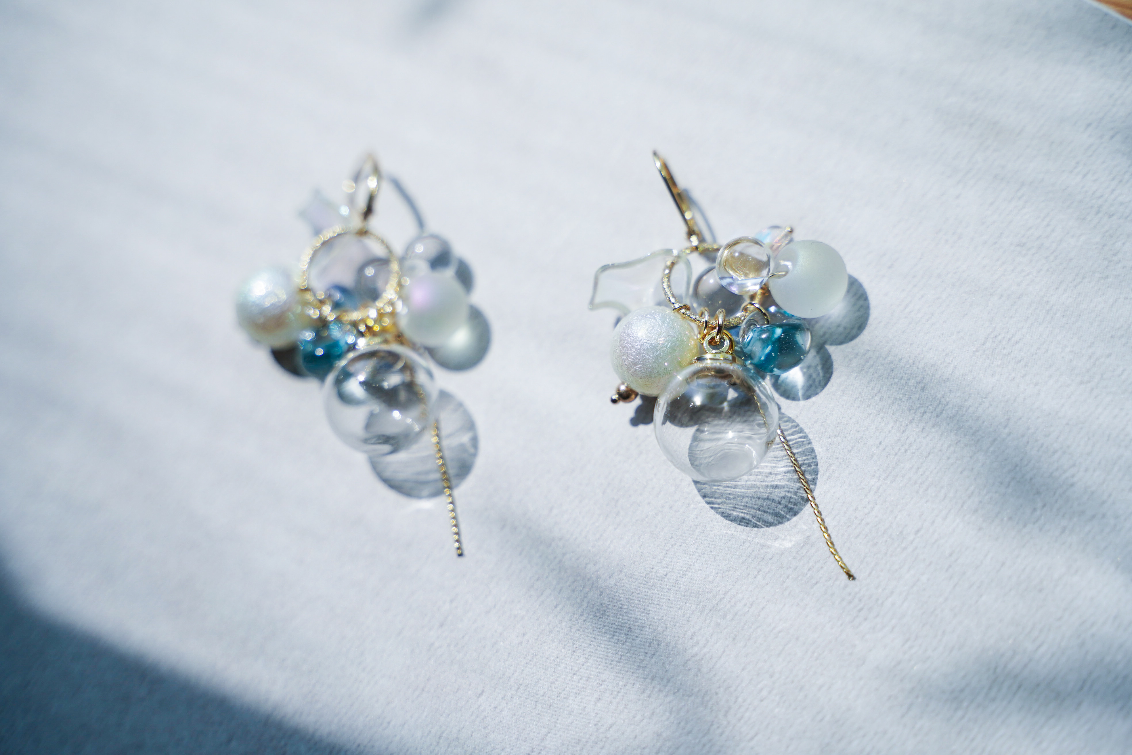 【559】シャボン玉のピアス／イヤリング／ガラスドーム