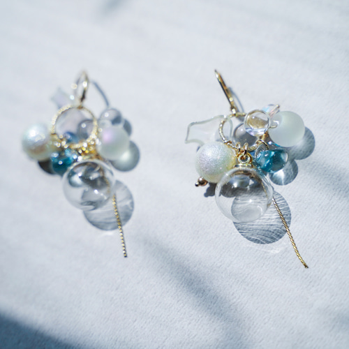 シャボン玉*ガラスドーム】ピアス＿春・夏のピアス・アレルギー