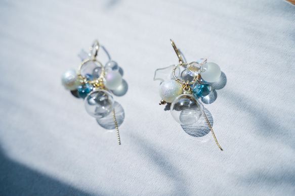 シャボン玉*ガラスドーム】ピアス＿春・夏のピアス・アレルギー対応