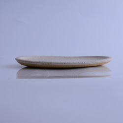 楕円形・オーバル・重め平皿　黄御影土×白失透釉 4枚目の画像